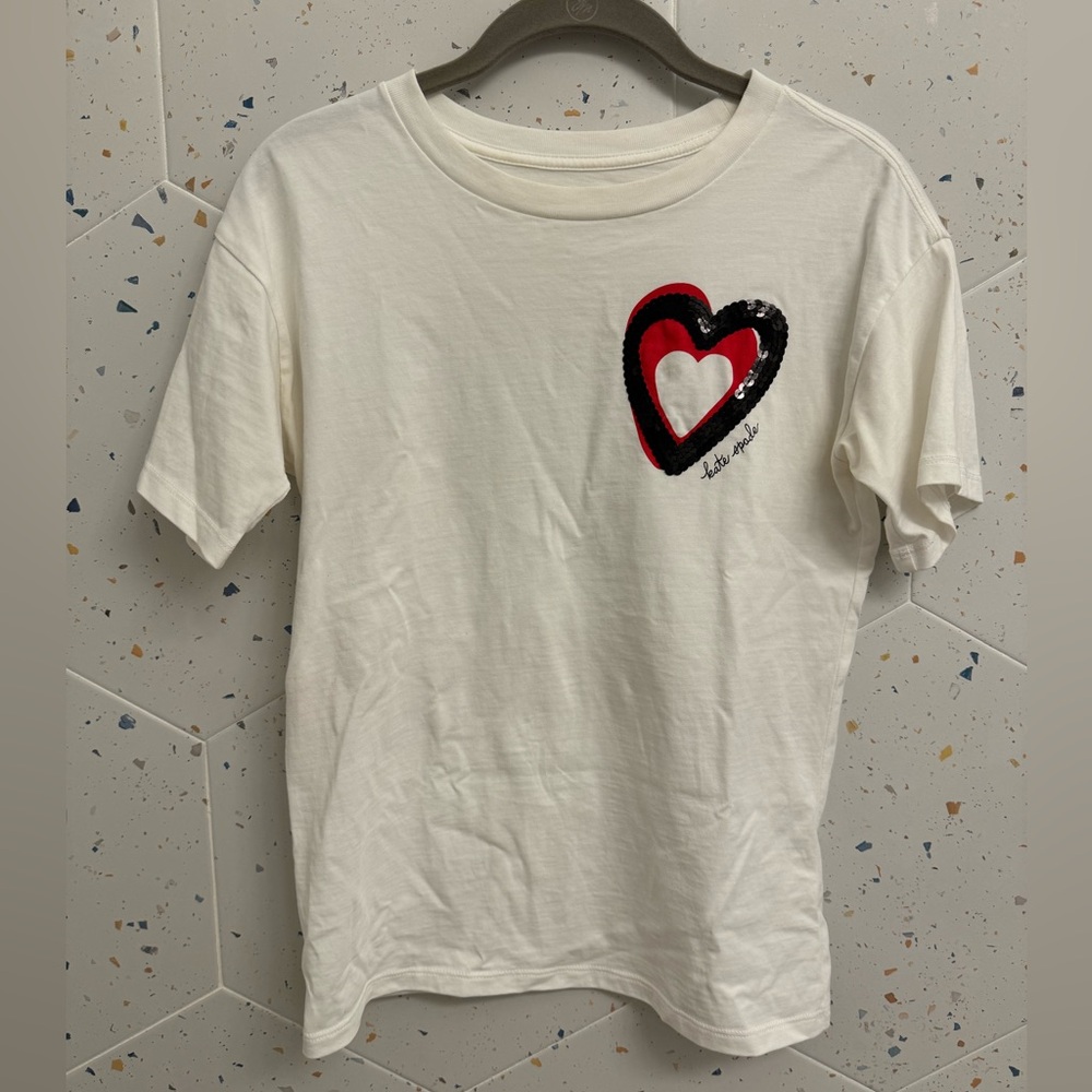 Kate Spade Embellished Overlapping Hearts Tee - XXS